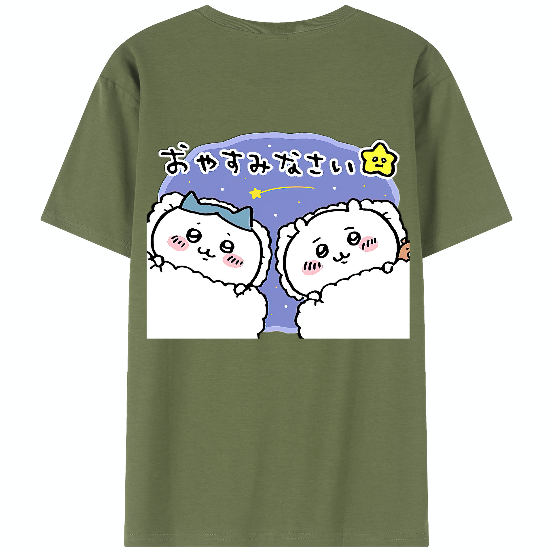 （画像用） ちいかわ ハチワレ Chii-kawa hachiware 綿100％半袖Tシャツ（背面プリント）